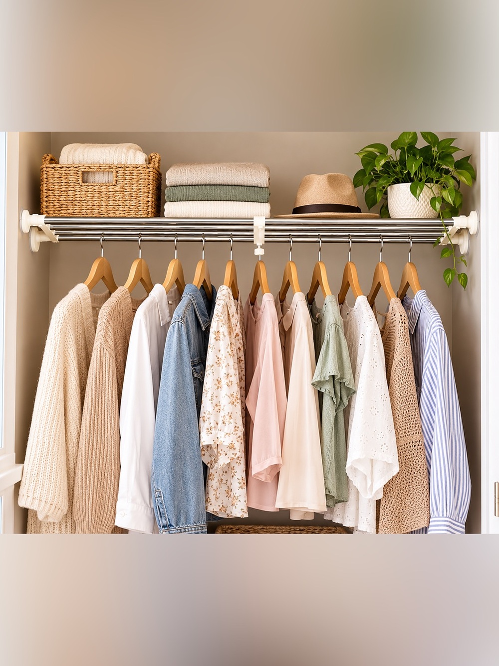 BAOYOUNI Adjustable Closet Shelf Hanging Rod 40–60” NEW in Box